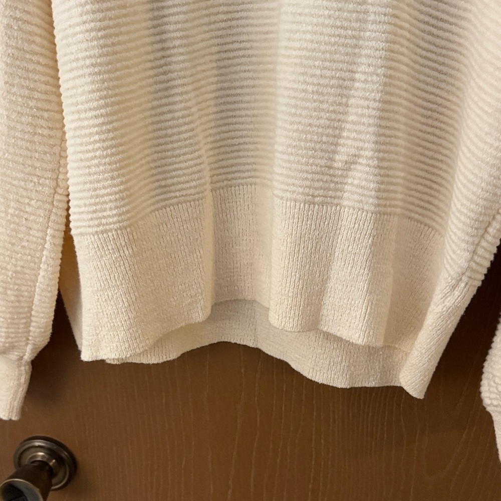 Women's Cream Ribbed Crewneck Sweater - Picture 4 of 7